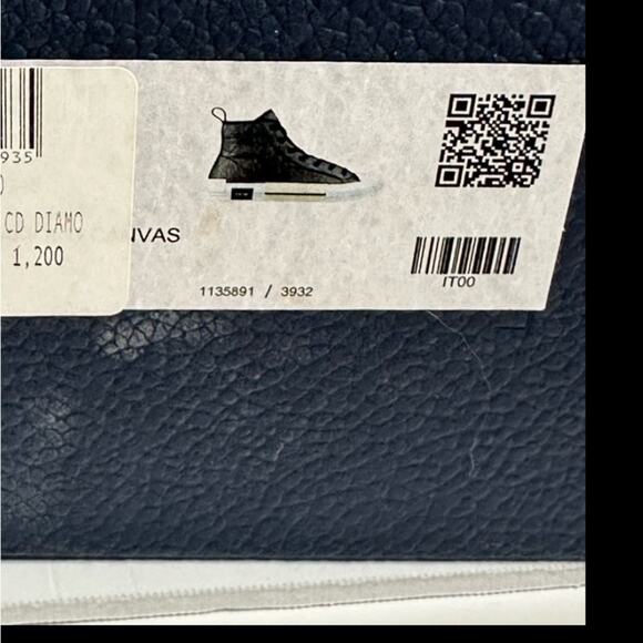 🪀DIOR SNEAKER HIGH TOP M-B/23 DIAMOND PRISTINE DUSTBAG DIOR AUTHENTIC SIZE 12 - Picture 12 of 16